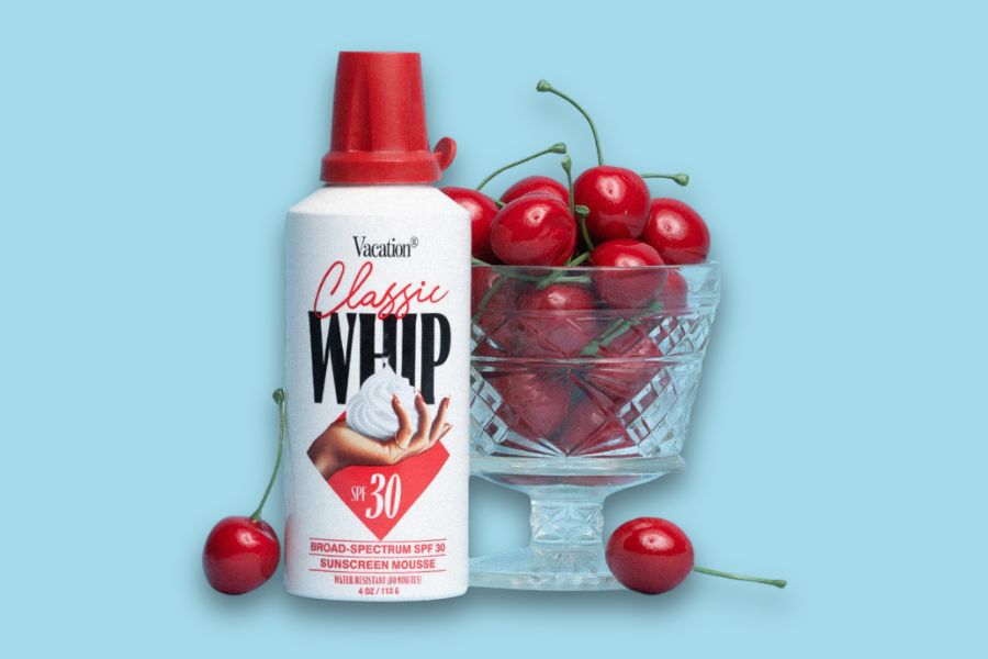 Vacation Brand Classic Whip SPF packaging offers full-sensory engagement