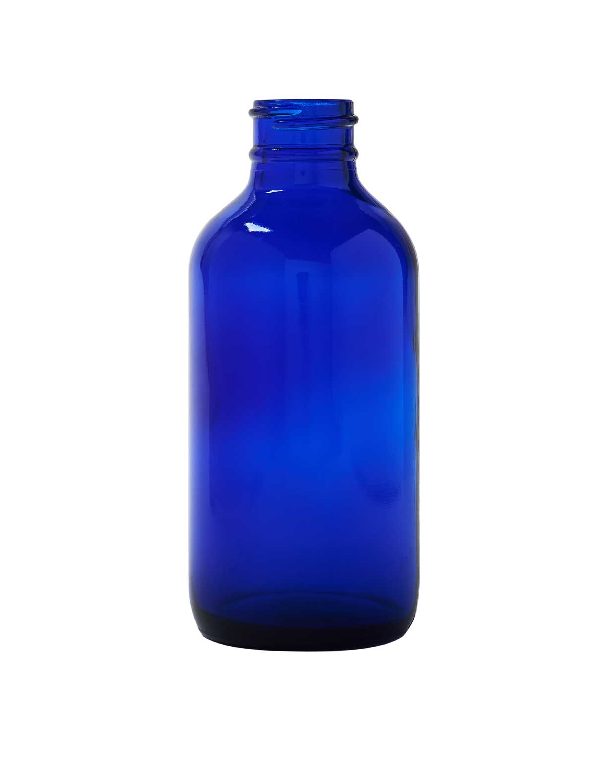 NA: 4oz 24-400 Cobalt Blue Glass Boston Round Bottle