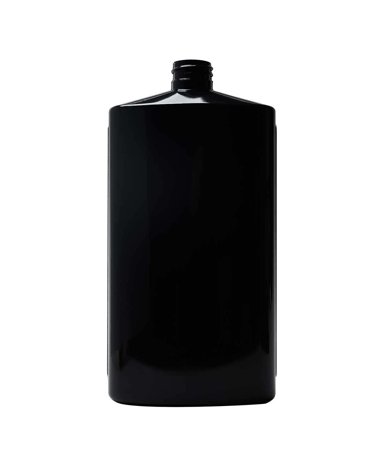 #01893: 32 oz pvc black ribbed oval 28-410