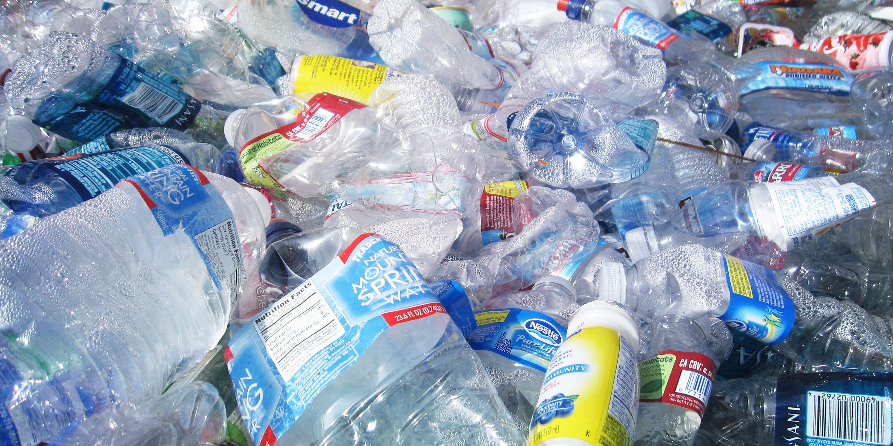 plastic bottles being recycled