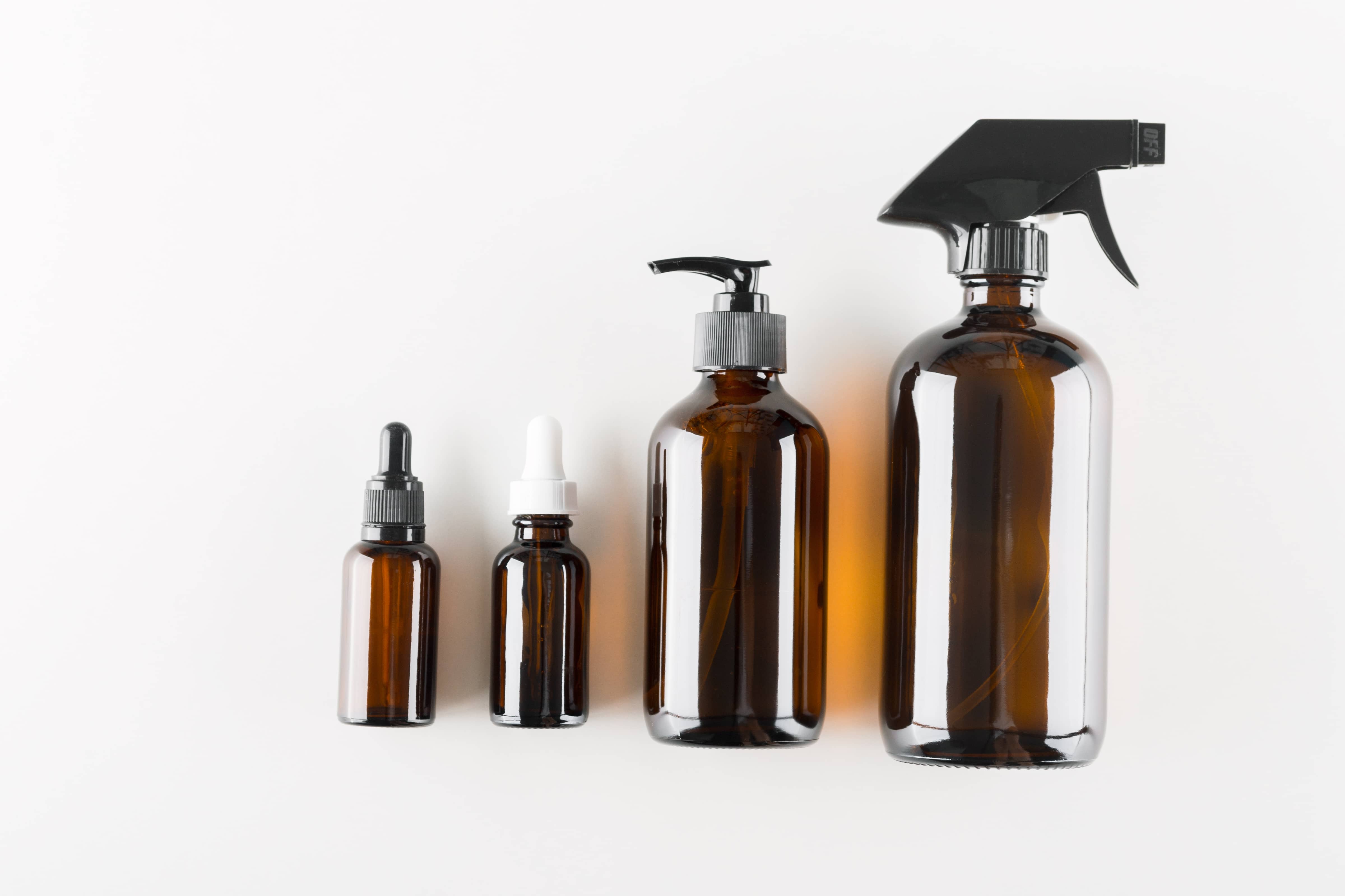 Different sizes and styles of glass bottle packaging