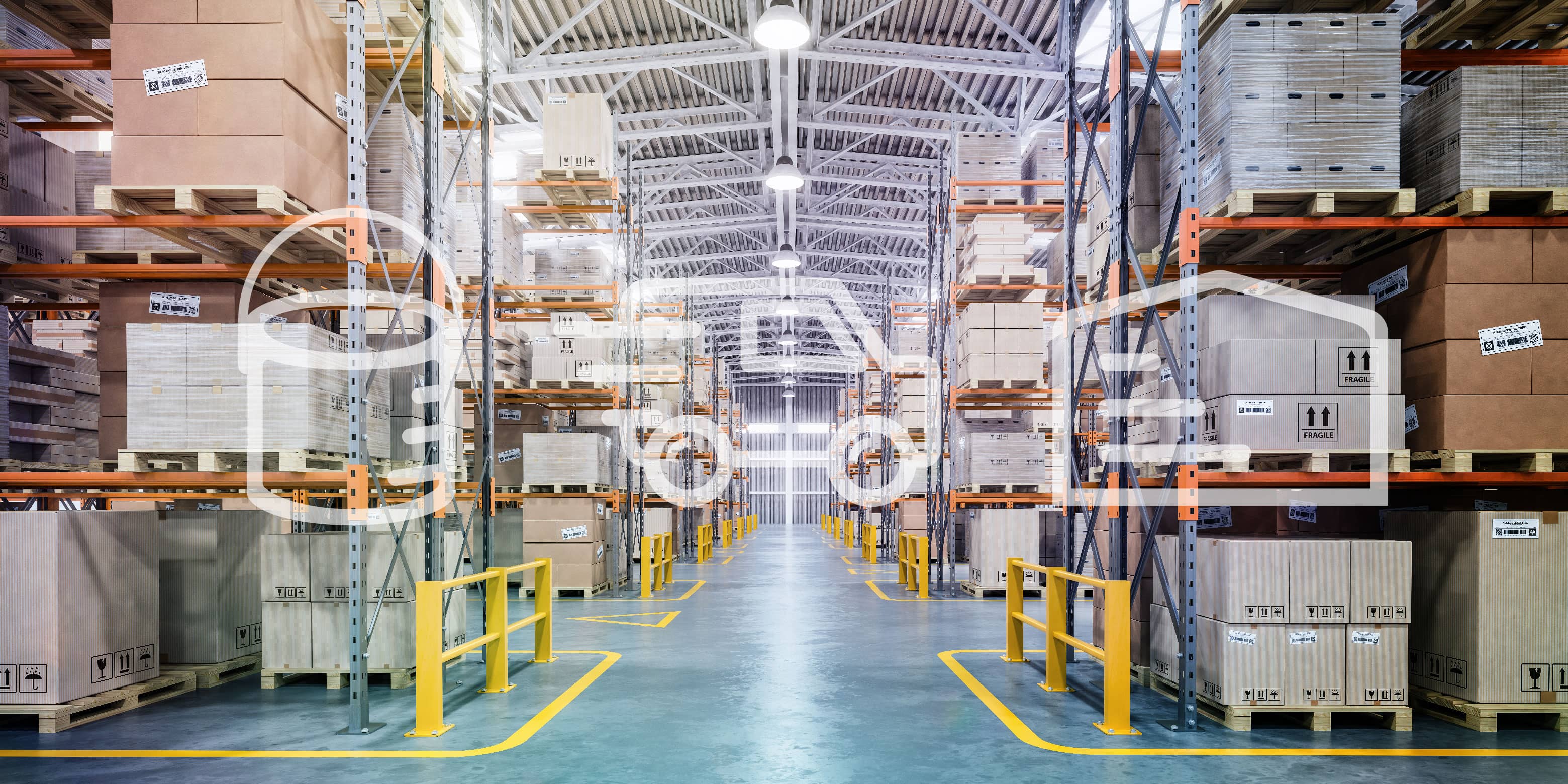 Warehouse with Paint Can, Warehouse, and Truck Logo