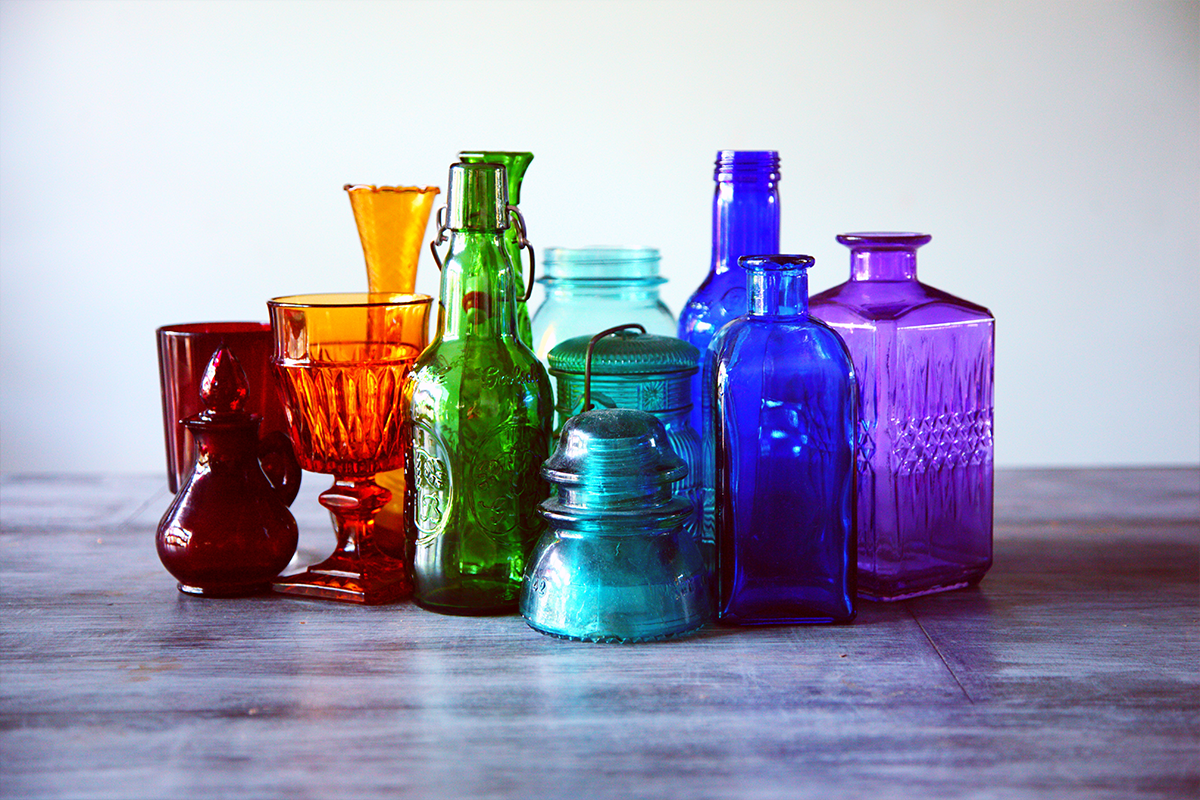 Image of colorfully shaped bottles in unique styles