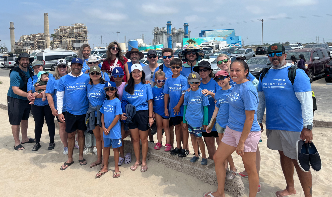 Group photo of the Paramount Global family beach day