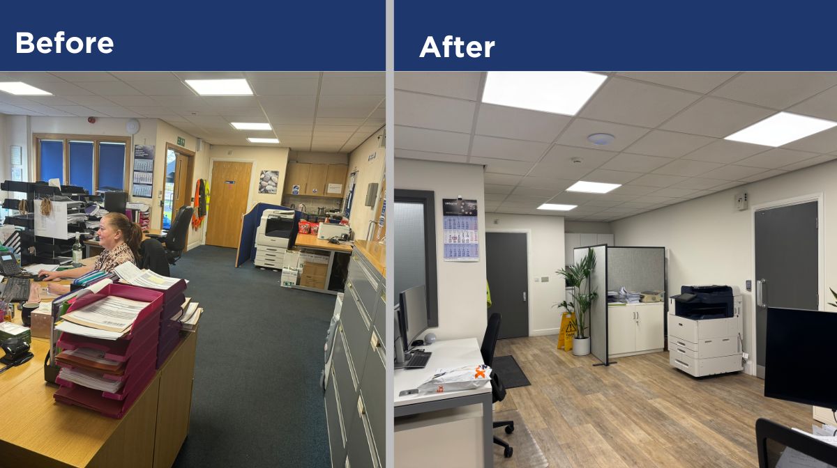 Before and After photos of Paramount Global's UK headquarters office space