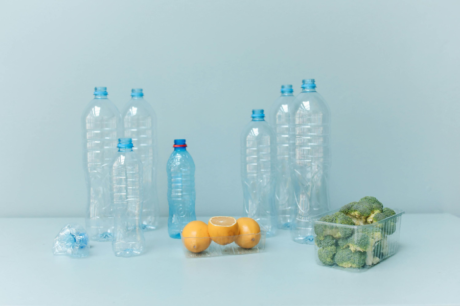 recyclable plastic bottles made from PCR material