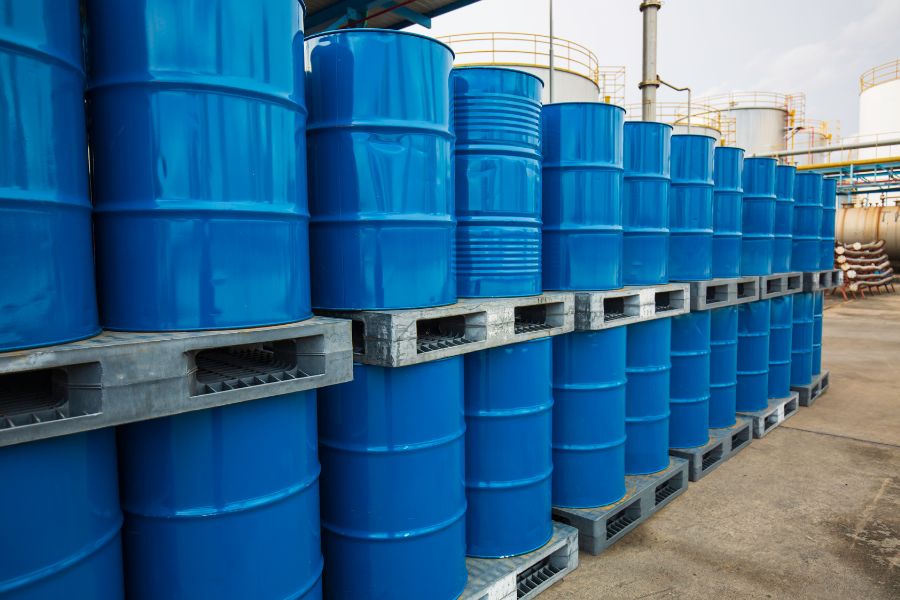 blue steel 55-gallon drums