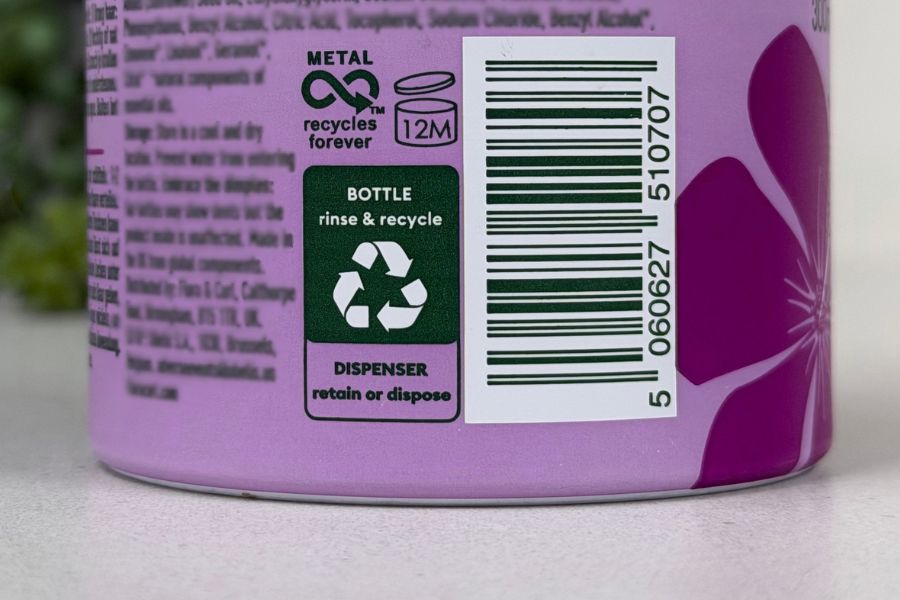 Metal packaging and recyclability label info