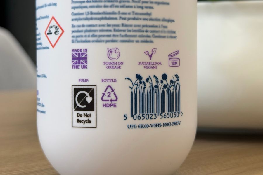 Material noted on label