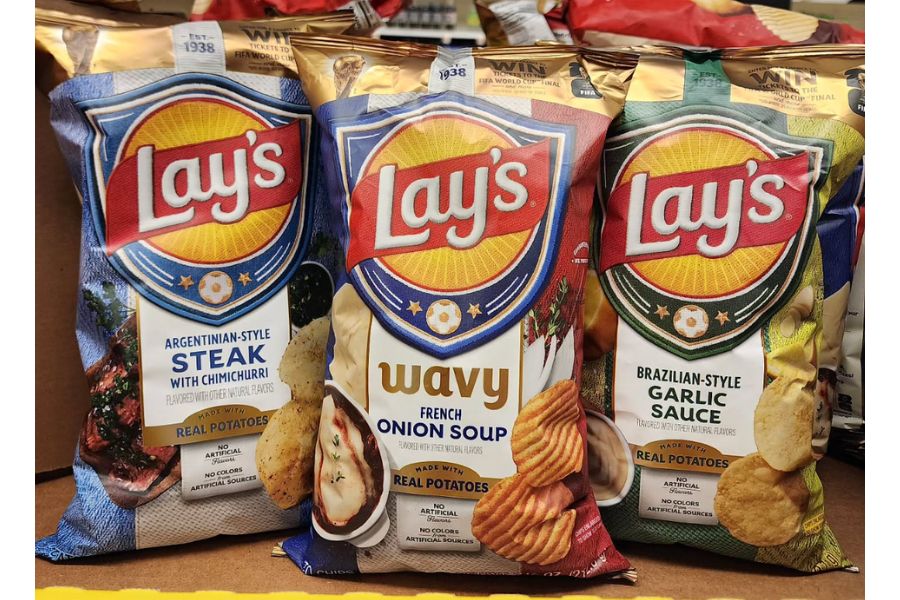 Lays FIFA World Cup 2026 U.S. Limited Edition Flavors:
1. Argentian-Style Steak
2. French Onion Soup (wavy)
3. Brazilian-Style Garlic Sauce